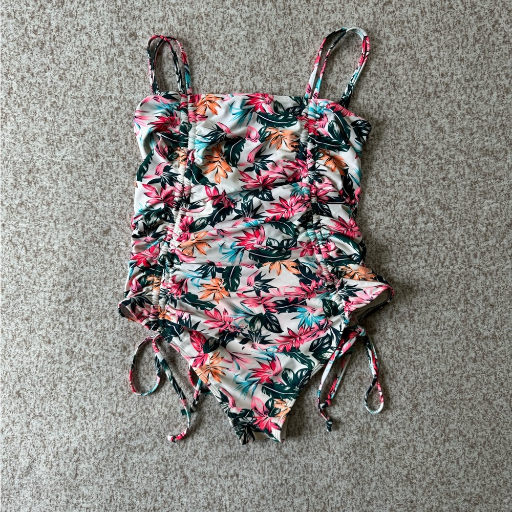 Tropical Cinch Countour One Piece Bathing Suit - Picture 2 of 4